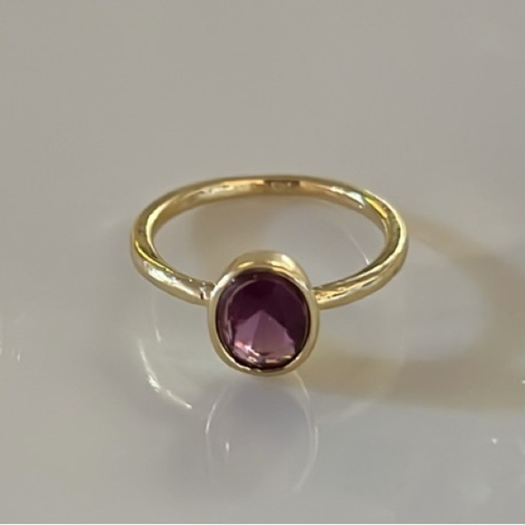 Purple Amethyst Gemstone Gold February Birthstone Ring - Picture 9 of 9